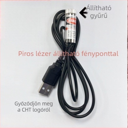 12 mm-es lézer-modul USB csatlakozóval, pontszerű lézerfej, piros, állítható, pozicionáló lézer