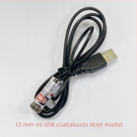 12 mm-es lézer-modul USB csatlakozóval, pontszerű lézerfej, piros, állítható, pozicionáló lézer