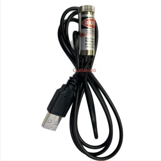 12 mm-es lézer-modul USB csatlakozóval, pontszerű lézerfej, piros, állítható, pozicionáló lézer