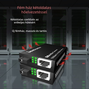 Ipari kategóriás optikai transzceiver PoE-vel, 100 Mbps