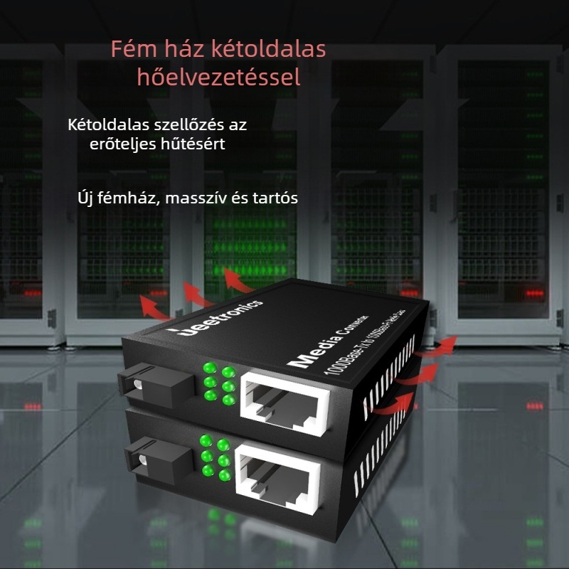 Ipari kategóriás optikai transzceiver PoE-vel, 100 Mbps