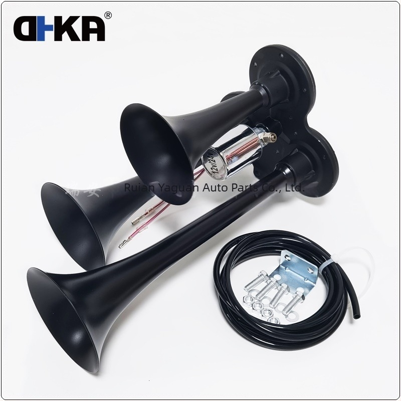DHKA AS033AB Háromcsöves teherautó légkürt, 135 dB, 12/24 V, elektronikus vezérlés