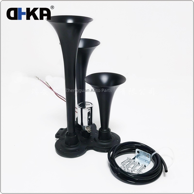 DHKA AS033AB Háromcsöves teherautó légkürt, 135 dB, 12/24 V, elektronikus vezérlés