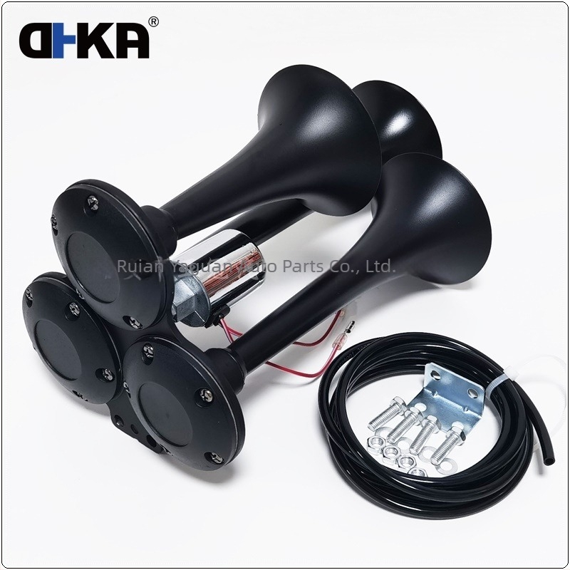 DHKA AS033AB Háromcsöves teherautó légkürt, 135 dB, 12/24 V, elektronikus vezérlés
