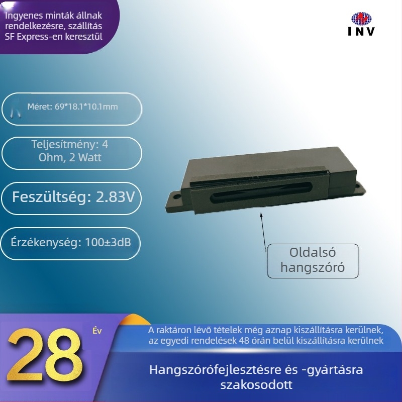 2516 oldalról szerelt hangszóró, 4 Ω, hangosközlő hangjelzéshez, intelligens kaputelefon, kompakt ház, kiváló hangminőség