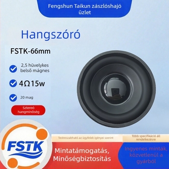 66 mm-es kör Bluetooth teljes frekvenciás hangszóró, 2,5 hüvelykes, kettős lépcsőzetű dizájn 6+4 belső mágnes, 20 magos PP-kúp és PP sapka, 4 Ω, 15 W