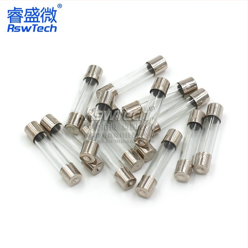 Üvegbiztosítéktömlő kettős kupakkal, 6x30 mm, 0,5 A, 250 V, 100 darab