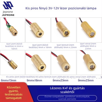 3-12 V-os vörös pont lézer-diódás modul kereszttel jelzőfénnyel, 650 nm, 5 mW