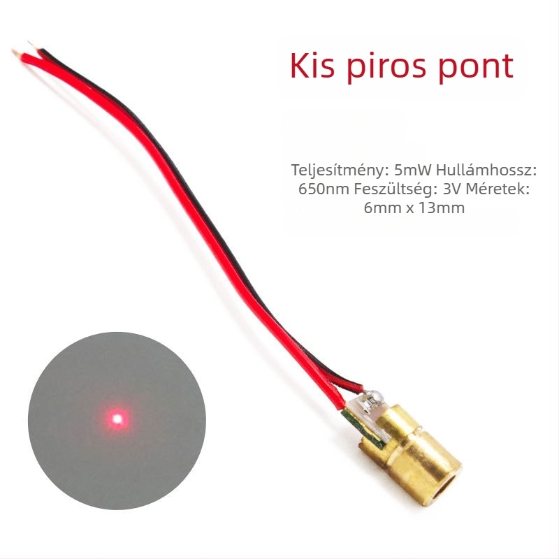 3-12 V-os vörös pont lézer-diódás modul kereszttel jelzőfénnyel, 650 nm, 5 mW