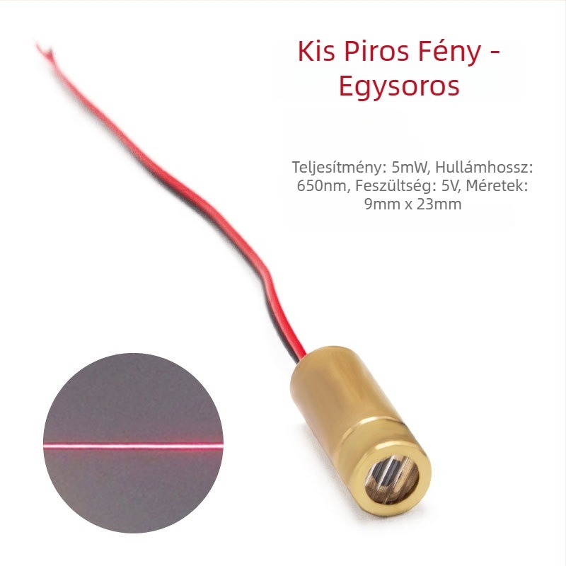 3-12 V-os vörös pont lézer-diódás modul kereszttel jelzőfénnyel, 650 nm, 5 mW