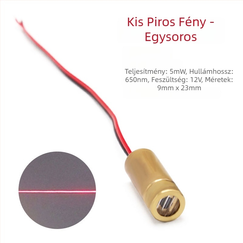 3-12 V-os vörös pont lézer-diódás modul kereszttel jelzőfénnyel, 650 nm, 5 mW