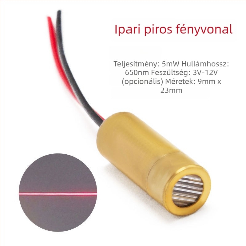 3-12 V-os vörös pont lézer-diódás modul kereszttel jelzőfénnyel, 650 nm, 5 mW