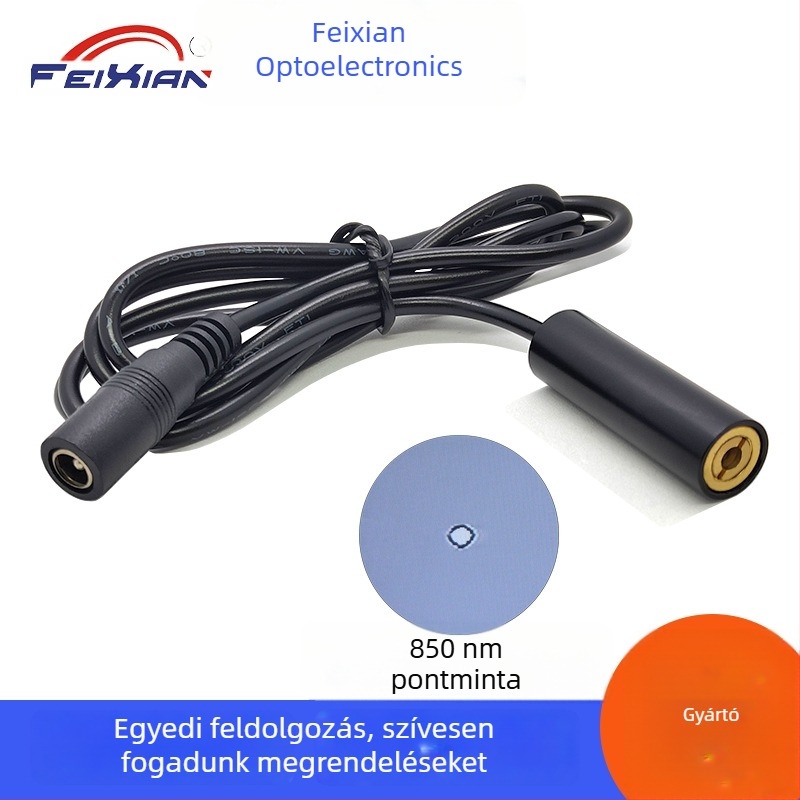 12×40 mm lézerfej modul pontszerű fotoelektromos érzékelőhöz, 850 nm, 200 mW, DC csatlakozó