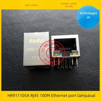 HR911105A RJ45 hálózati csatlakozó LED-del és EMI-s szűrő-transzformátorral, 100 Mbps, környezetbarát