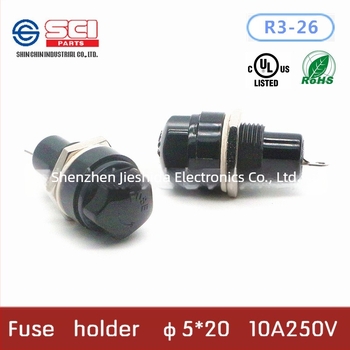 Bakelit biztosítótartó R3-26, 10 A, 250 V, 5×20 mm, műszerekhez, európai szabvány