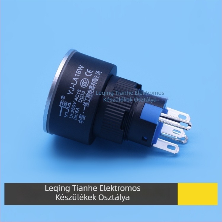 Yijia YJ-LA16W LED-es nyomógomb kapcsoló, ön-visszaállító és önzáró, 24–220 V, 22 mm átmérő