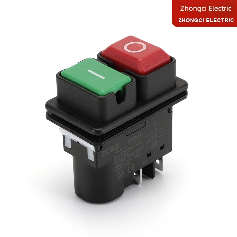 ZCD-02E elektromágneses kapcsoló, gombos kapcsoló, alacsony feszültség elleni védelem és áramkimaradás, vízálló gombos kapcsoló gépekhez