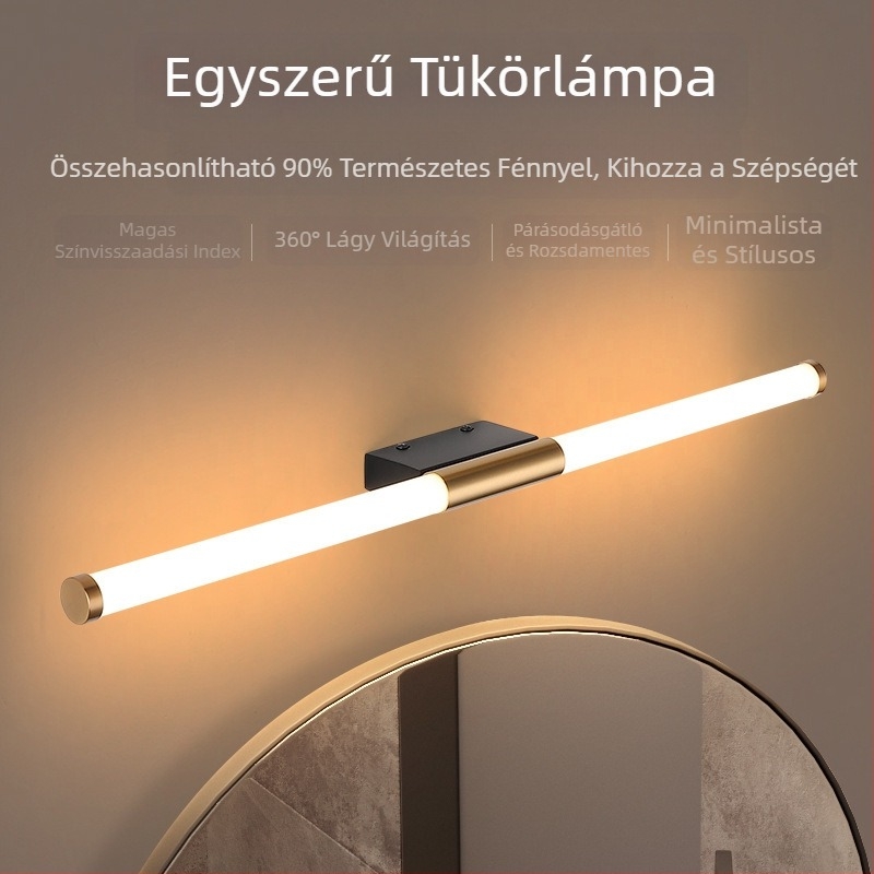 Bronzszínű cső alakú LED fali lámpa, modern minimalist stílus, nappaliba, folyosóra, lépcsőházba és hálószobába.