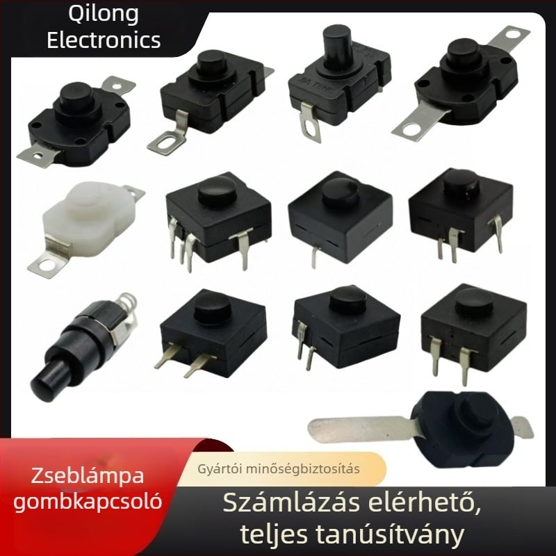 12x12 mm nyomógombos kapcsoló, 12x18 mm-es változat, önvisszaállító, normálisan nyitott, zárható