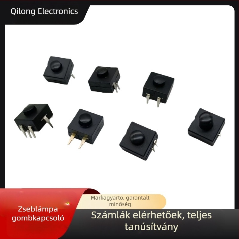 12x12 mm nyomógombos kapcsoló, 12x18 mm-es változat, önvisszaállító, normálisan nyitott, zárható