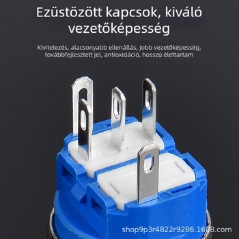 Vezetékes fém gombkapcsoló, 12/16/19/22 mm, ön-resetáló és önzáró, gyűrűs fényjelzővel, IP65 vízálló