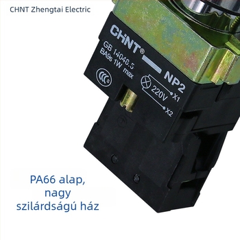 Chint NP2-BW3361/3461 gombkapcsoló, 24/220V, önvisszaálló, 1 normálisan nyitott érintkező, LED jelzőfény, piros/zöld/sárga