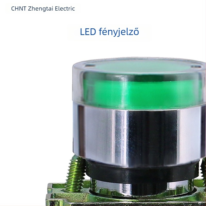 Chint NP2-BW3361/3461 gombkapcsoló, 24/220V, önvisszaálló, 1 normálisan nyitott érintkező, LED jelzőfény, piros/zöld/sárga