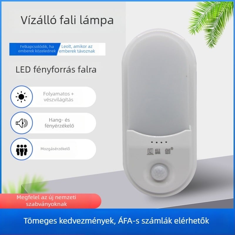 LED falikar infravörös mozgásérzékelővel, hangvezérléssel és vészvilágítással, háromszoros védelem