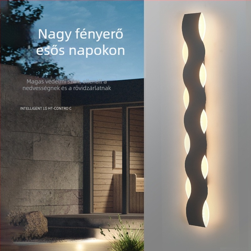 Kültéri falikar – hosszú sávú, modern minimalist stílus – nappali, TV-fal, lépcső, folyosó és kert számára