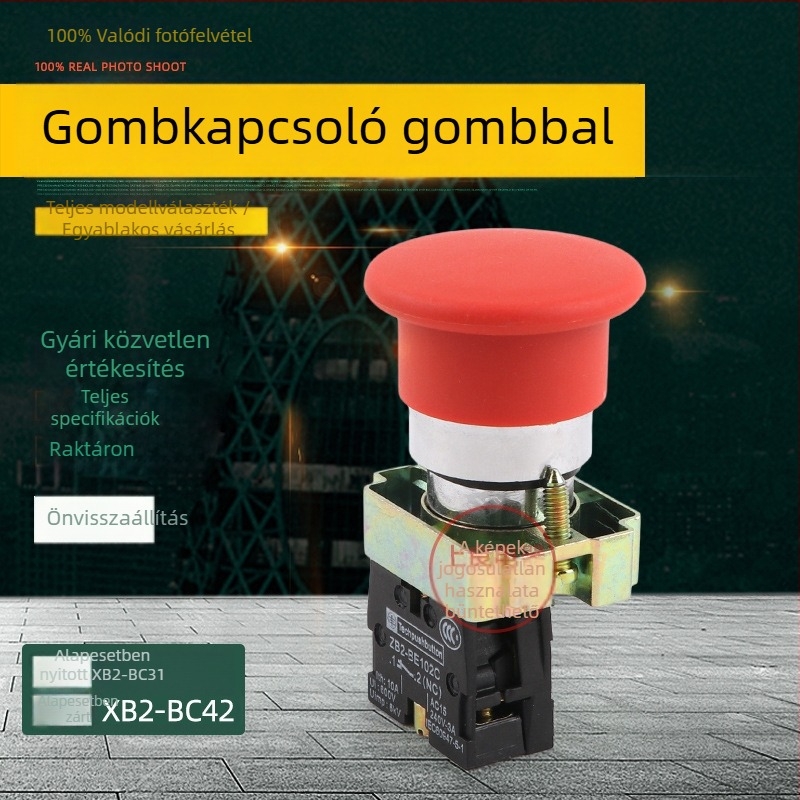 Gombnyomó kapcsoló XB2-BC42 XB2-BC31 Gomba fej Reset
