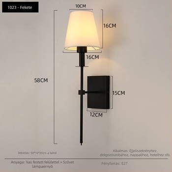 Belső használatra készült fali lámpa vászon árnyékolóval — hálószoba, előszoba, folyosó és iroda számára, vintage stílusú LED világítás