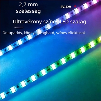 Ultra vékony RGB LED-szalag egy-zónás vezérléssel ruházathoz, táskákhoz és az autó belső hangulatvilágításához