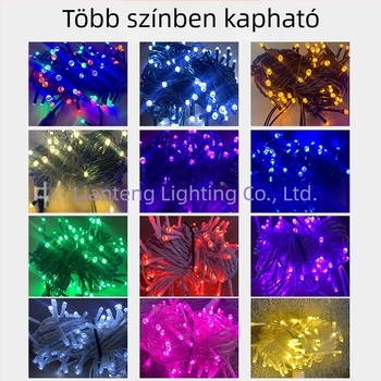 LED színes villogó zsinórfény rézdrótból, beltéri és kültéri karácsonyi dekorációhoz, vízálló