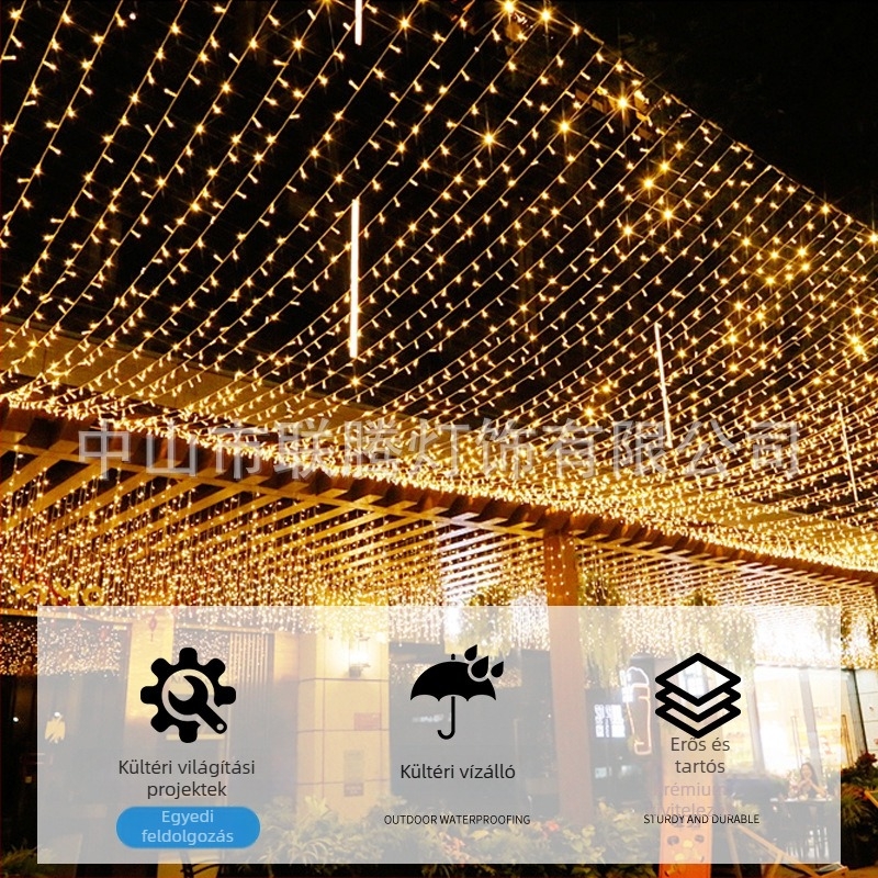 LED színes villogó zsinórfény rézdrótból, beltéri és kültéri karácsonyi dekorációhoz, vízálló