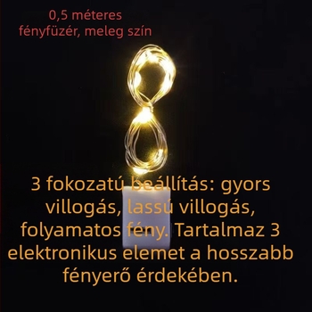 Rézdrótos LED füzér – színes dekoratív csillagok, ajándékdobozhoz