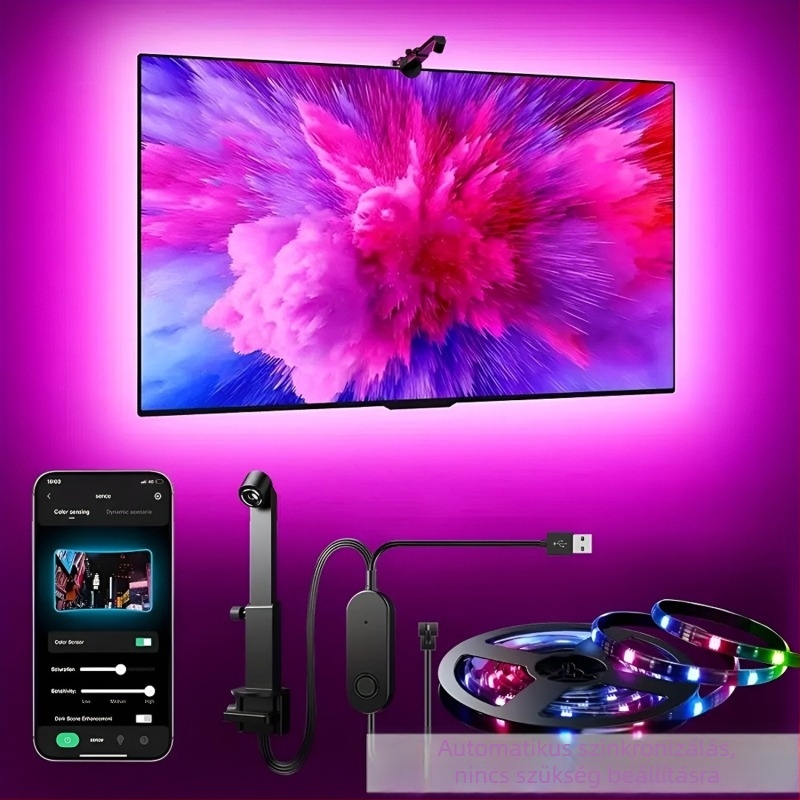 TV-képernyővel szinkronizált RGB LED fénycsík, intelligens dinamikus világítással