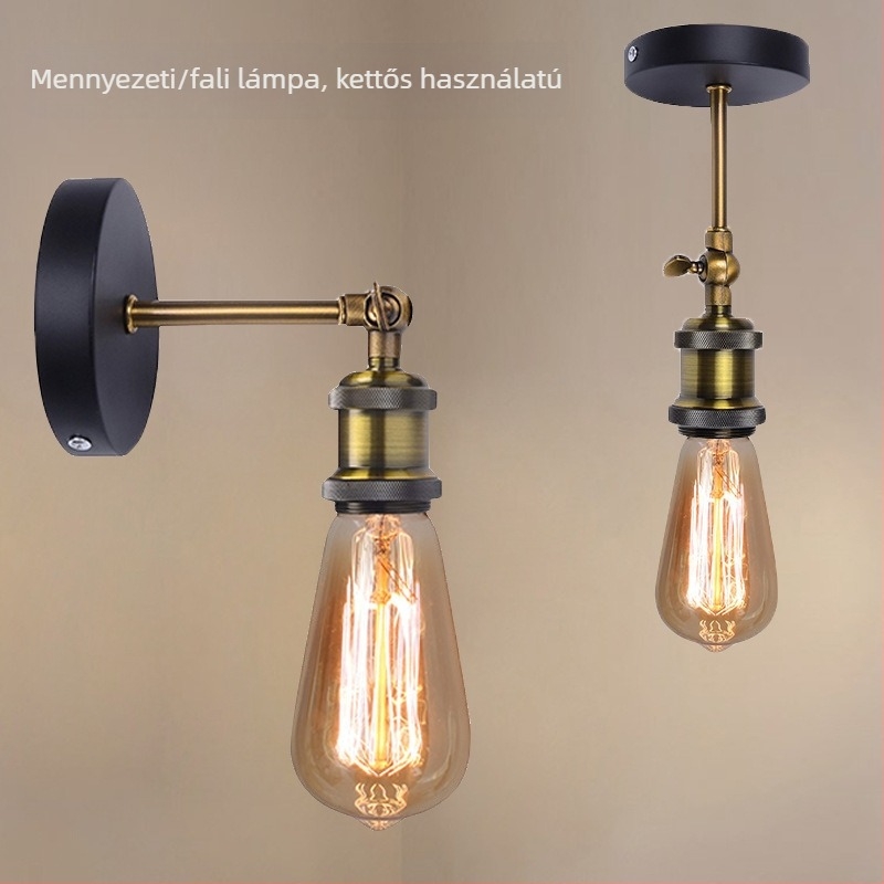 Amerikai stílusú vintage kovácsoltvas falikar LED-del, nappali, folyosó, előszoba és erkély