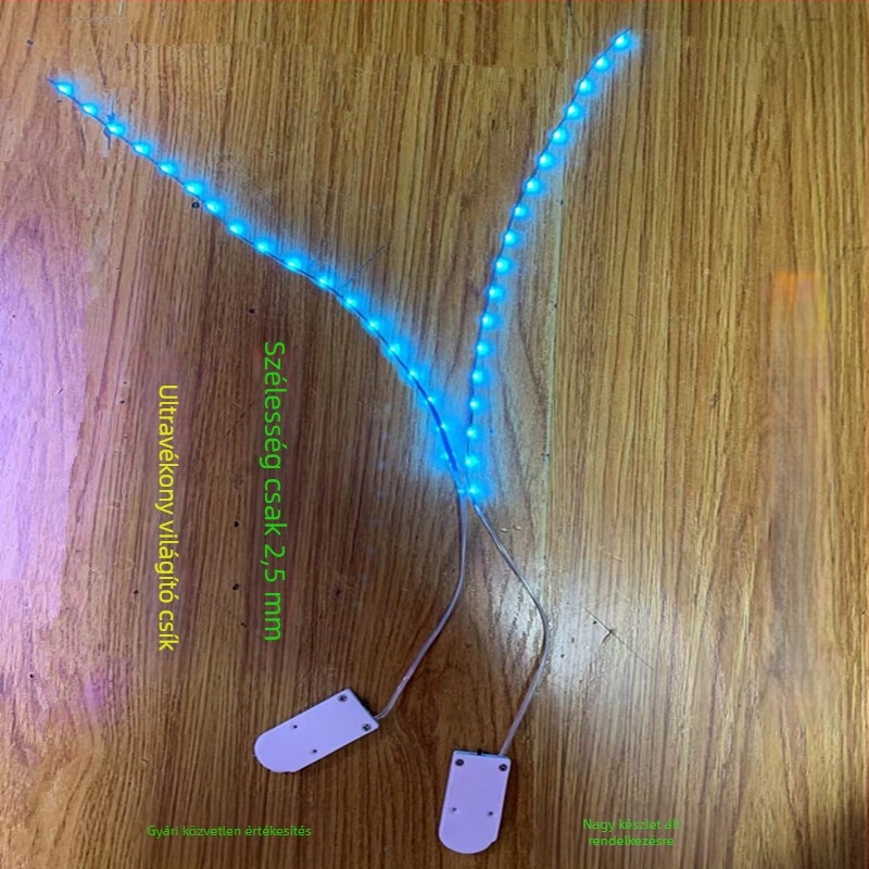 Monokróm LED-szalag 5V, gombelemmel ellátott dobozával és kapcsolóval, öntapadós, beltéri dekoratív világítás, 60 LED, 120° fényáram, állítható fényerő