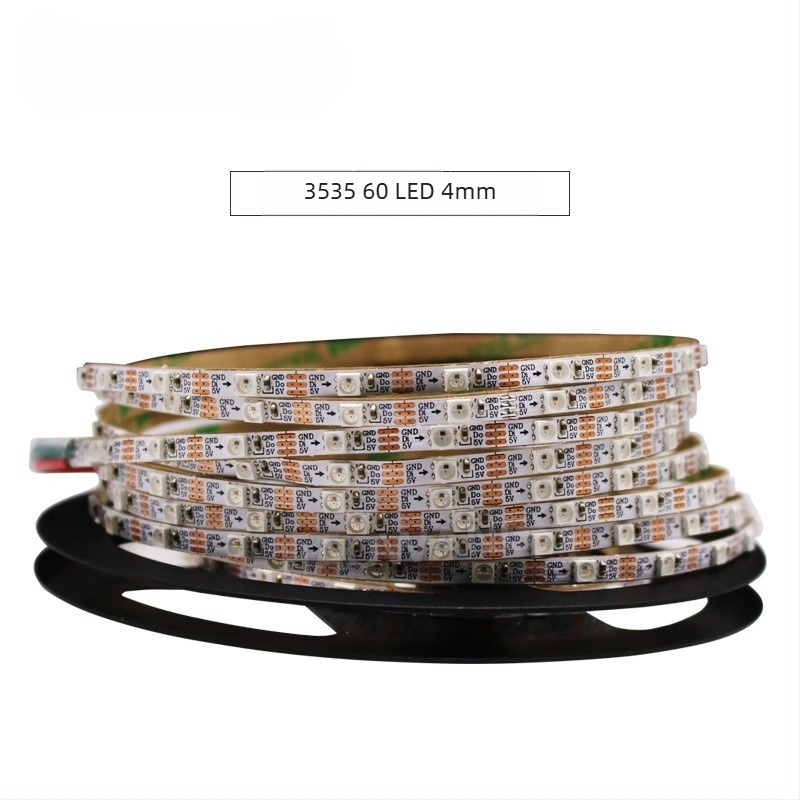 5V 4mm ultra keskeny RGB LED-szalag 3535, 1 m, 60 LED, színváltó fény, futó fény effektus