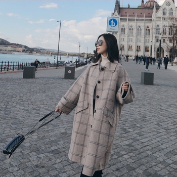 Hepburn-stílusú retro gyapjúkabát nőknek, középhosszú, koreai hatás, 2026-őszi-téli szezon, vastag kabát