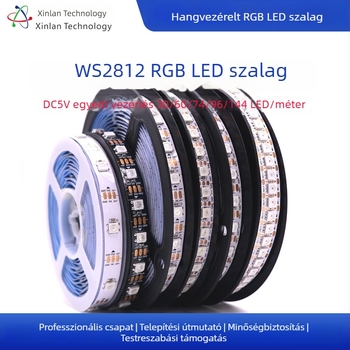 RGB WS2812 LED szalag, teljes színű atmoszférikus világítás, 5V, beépített IC, programozható Jazz fénycsík