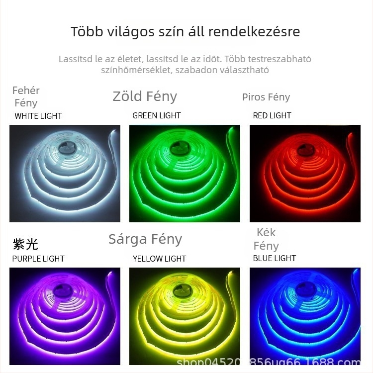 5 mm vékony COB RGB LED sáv, WS8, színváltó, programozható hangulatvilágítás