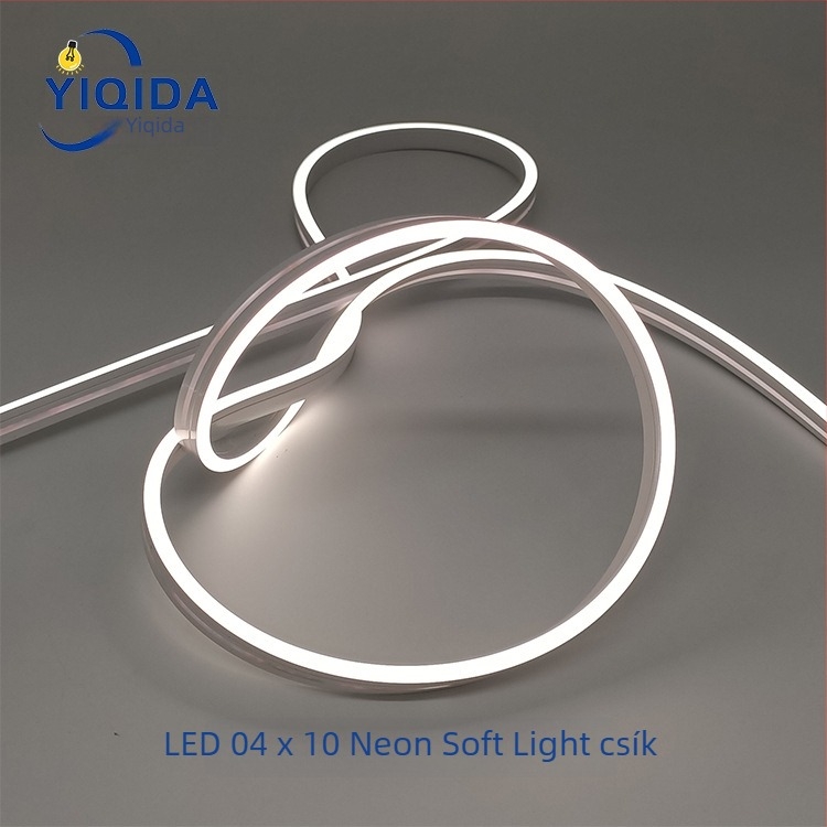 LED neon szilikon fénycsík, 12V/24V, vízálló, beépített lineáris csatornával, klipszes dimmelhető, 0410 ház