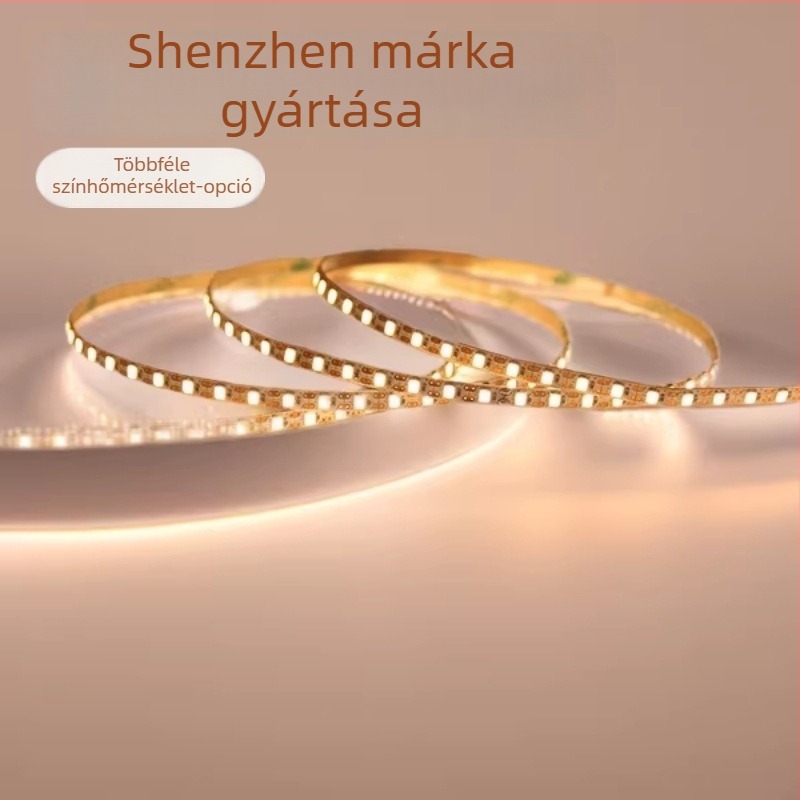 LED szalag 2835, 5 mm széles, egy színű, LED-enként vágható, 12V, 120 LED, 120° fényvetés, bútorok és kijelzőpanelek világítása