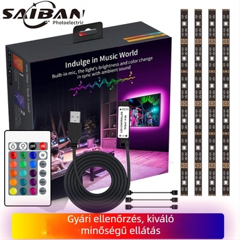 24 gombos RGB tévéháttérvilágítás szalagkészlet USB 5V-os, 5050 RGB LED-ek, teljes hossz 2 m