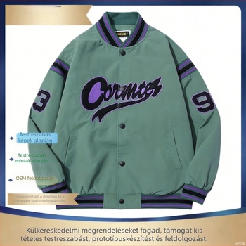 Férfi álló galléros baseballdzseki, gyárilag testreszabott, őszi-téli új modell, kiváló minőségű amerikai stílusú baseball dzseki, laza szabás