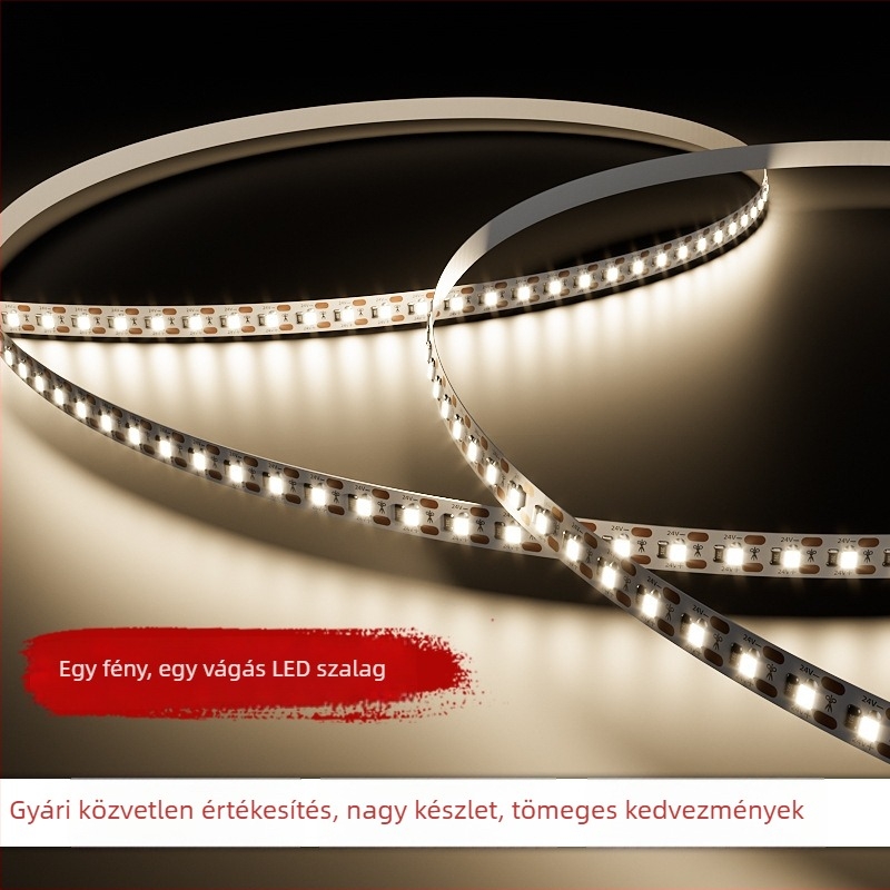 Öntapadós LED-szalag ruhásszekrényekhez és borospultokhoz, 12V/24V, lineáris világítás, alacsony feszültség, 8 mm szélesség, vágási szakaszok