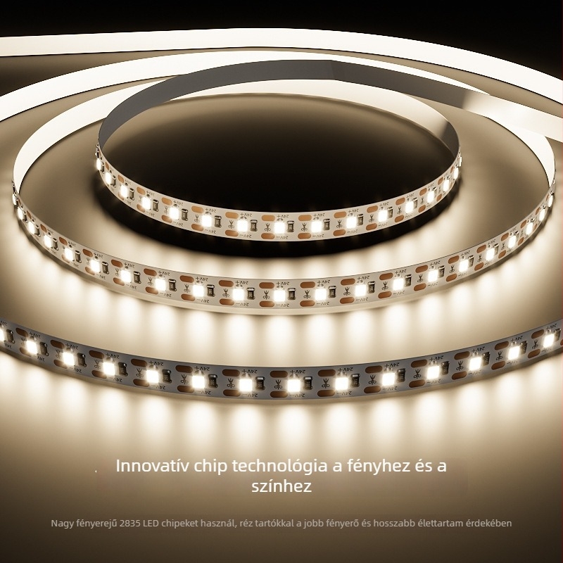 Öntapadós LED-szalag ruhásszekrényekhez és borospultokhoz, 12V/24V, lineáris világítás, alacsony feszültség, 8 mm szélesség, vágási szakaszok