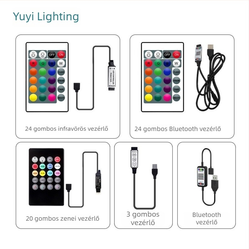 5V LED szalag készlet 5050RGB, vízálló, USB tápegység, 24 gombos távirányító, zene és Bluetooth, televíziós háttérvilágítás