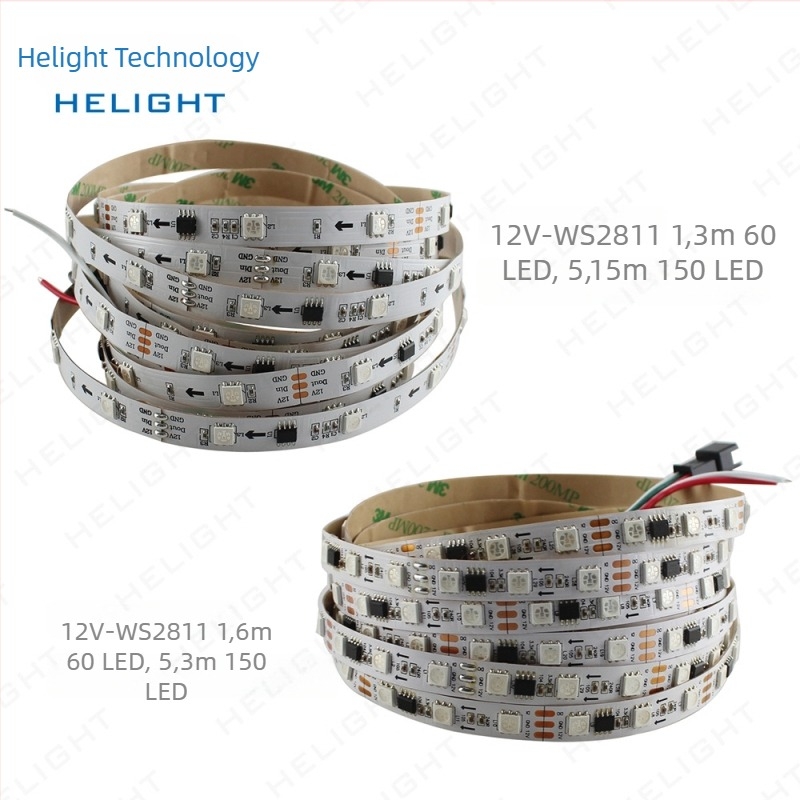 WS2811 Full-color 60 LED-es LED-szalag KTV dekorációhoz – hét színű futó víz effekt